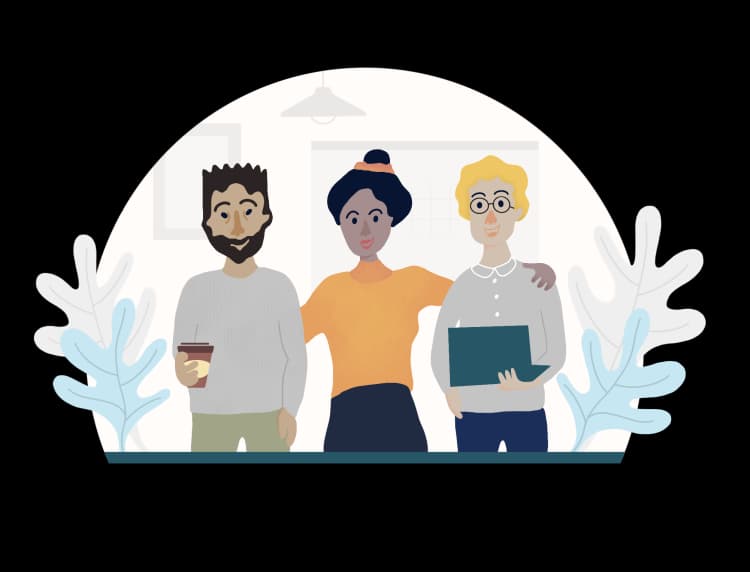 Hand-drawn illustration of the Bayport team